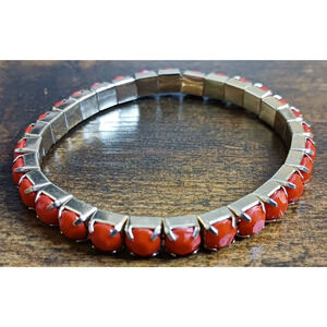 Red Faceted Stones Stretch Tennis Bracelet Fashion Jewelry Women